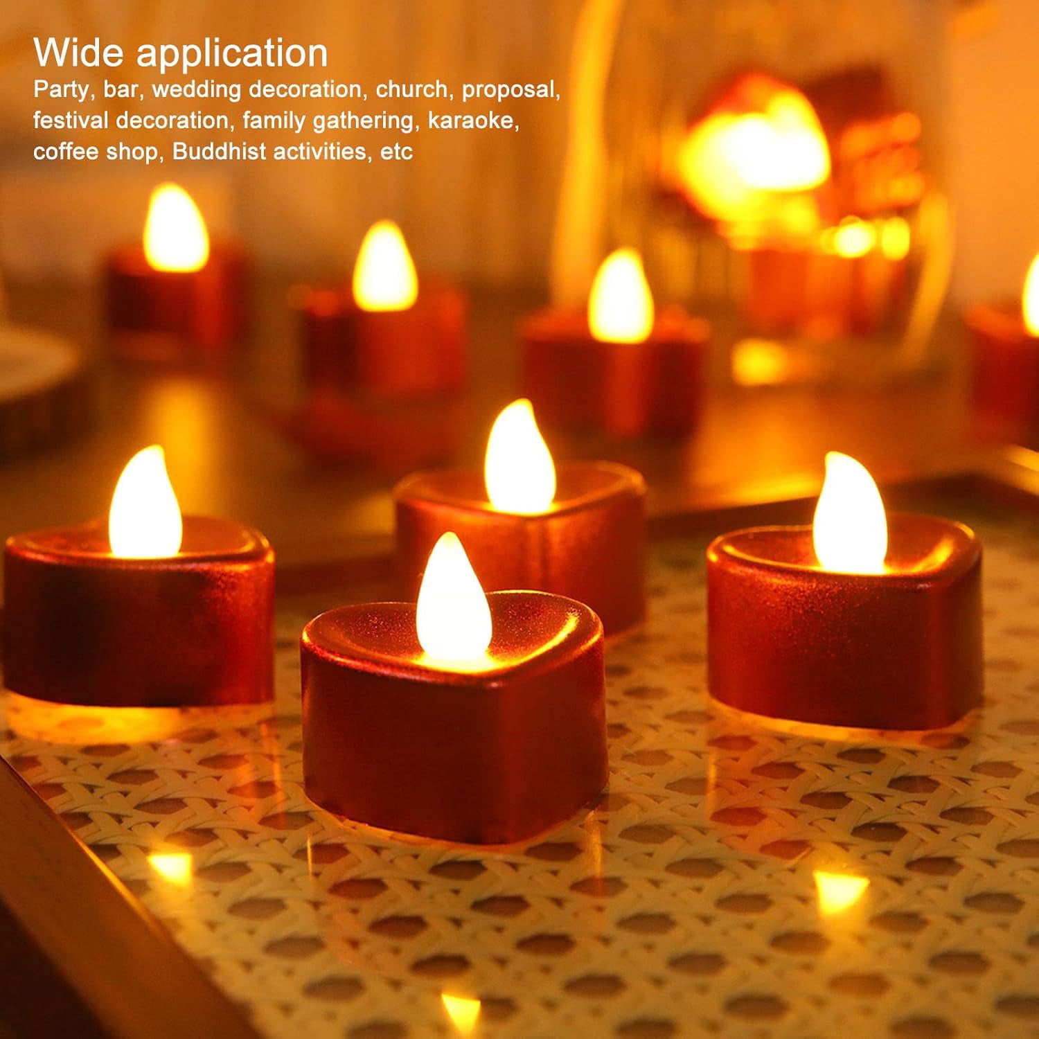 Heart Shaped LED Tea Light Candles (Mix Color / 12 Pc) Heart Shaped LED Tea Light Candles (Mix Color / 12 Pc)